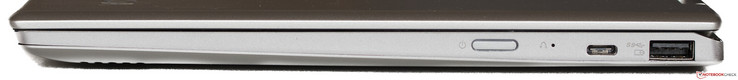 Lado derecho: botón de encendido (iluminado), USB 3.1 Gen.1 Type-C con mDP, USB 3.0