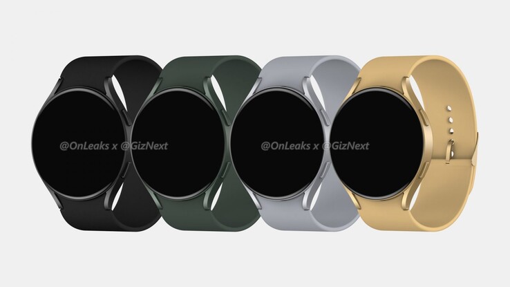 El Galaxy Watch Active 4 en cuatro colores. (Fuente de la imagen: @OnLeaks y Giznext)