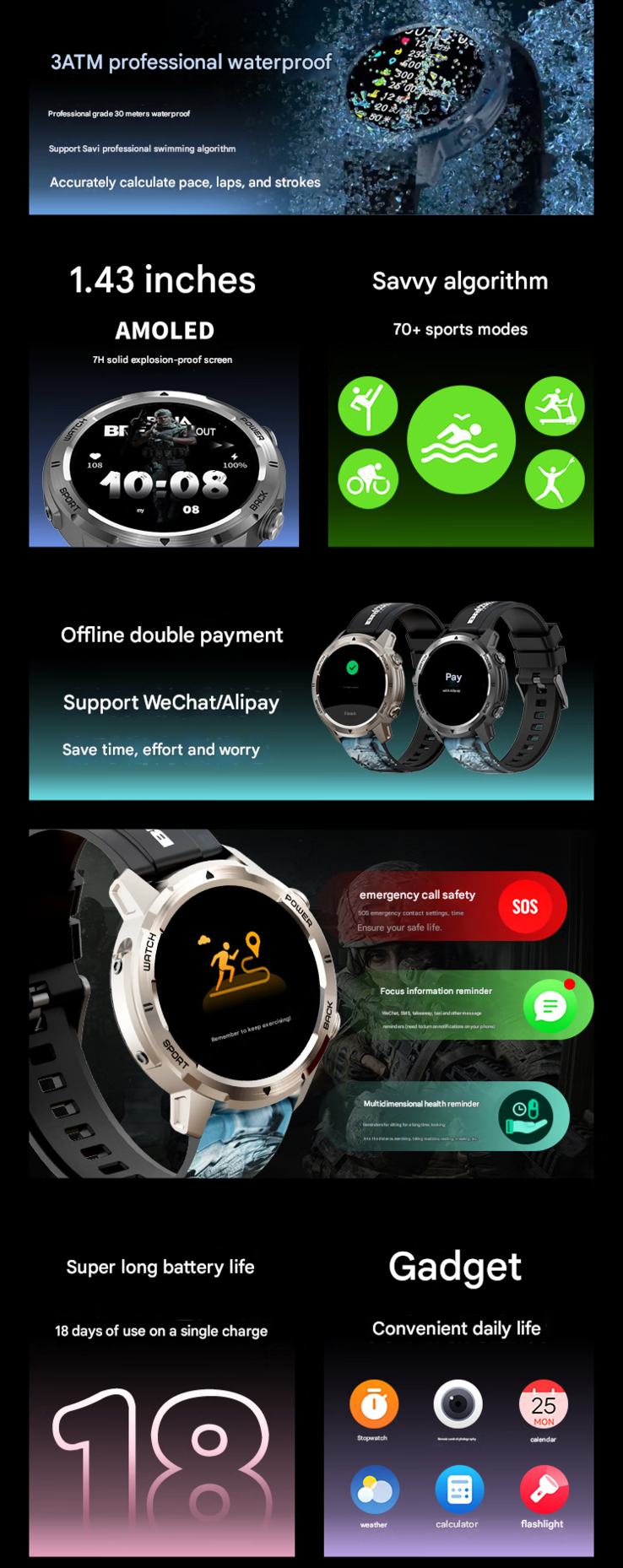 Principales características del Watch Pro (Fuente de la imagen: Lenovo - machine translated)