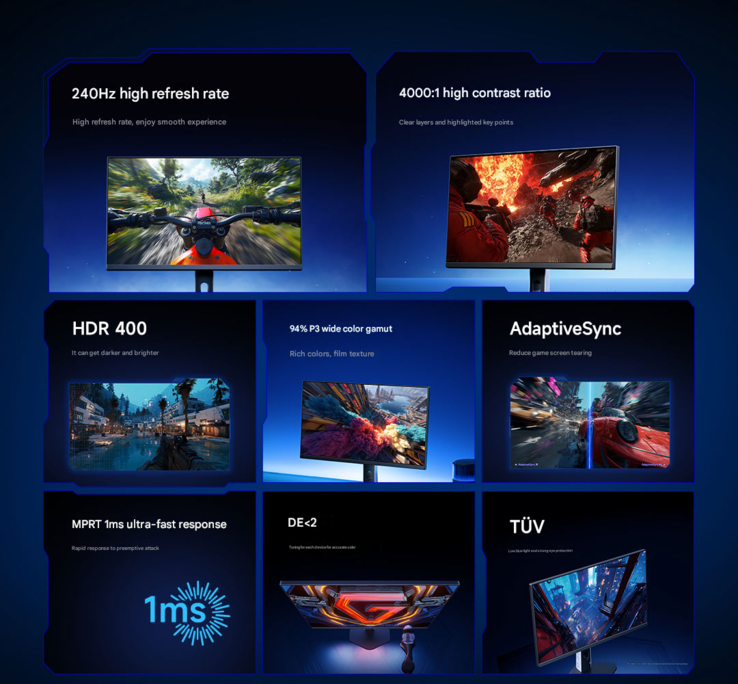 Principales características del nuevo monitor para juegos Redmi G24 (Fuente de la imagen: Xiaomi - machine translated)
