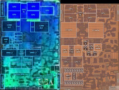 Apple tenía ambiciosos planes para la GPU del A16 Bionic, pero tuvo que darles carpetazo en el último momento. (Imagen: die shot del A16 Bionic frente al A15 Bionic vía Angstronomics)