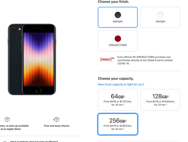 Compara el precio del iPhone SE 2022...