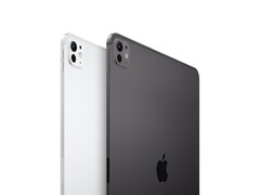 Primer plano que muestra el diseño trasero del iPad Pro en acabados plata y negro espacial, destacando la cámara y el marco de aluminio (Fuente de la imagen: Apple)