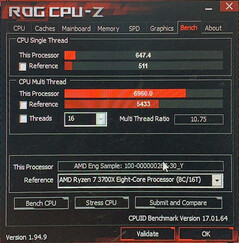 AMD Ryzen 7 5700G muestra de ingeniería OC CPU-Z de referencia. (Fuente de la imagen: QQ vía Videocardz)