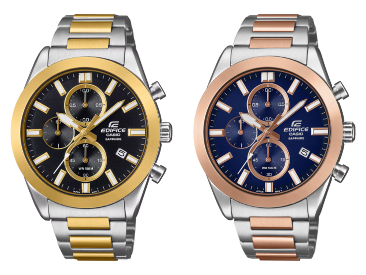 Los relojes Casio Edifice EFB-710SG-1AV (izquierda) y EFB-710SG-2AV (derecha). (Fuente de la imagen: Casio, editado)