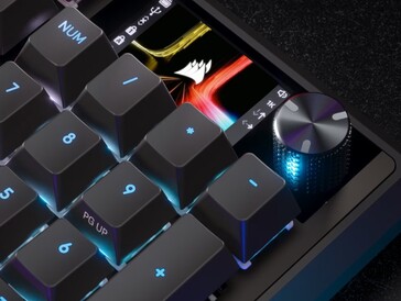 Una pantalla en color IPS de 1,9" 320 x 170 sobre un teclado es un nuevo tipo de flex. (Fuente de la imagen: Corsair)