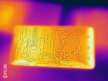 Imagen térmica de la parte frontal del aparato bajo carga