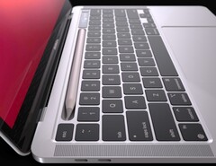 La base para el lápiz del MacBook Pro sustituyendo a la Touch Bar - render de concepto no oficial (Fuente: Yanko Design)