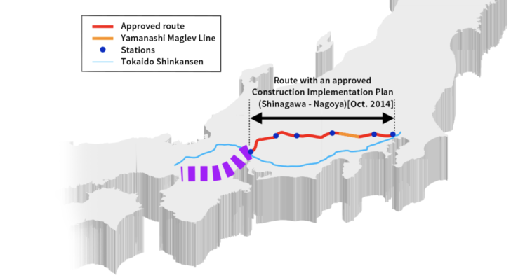 Rutas de los dos sistemas Shinkansen. (Imagen: Ferrocarril Central de Japón)