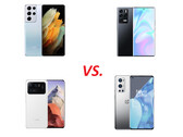 Los competidores en nuestra comparativa de cámaras: Samsung Galaxy S21 Ultra, Xiaomi Mi 11 Ultra, OnePlus 9 Pro y ZTE Axon 30 Ultra.