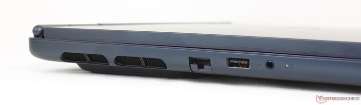 Izquierda: RJ-45 (1 Gbps), USB-A 3.2 Gen. 1 (5 Gbps), auriculares de 3,5 mm