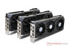 Gigabyte Radeon RX 9070 XT Gaming OC 16G (izquierda), Gigabyte Radeon RX 9070 Gaming OC 16G (centro), Gigabyte Radeon RX 9060 XT Gaming OC 16G (derecha)