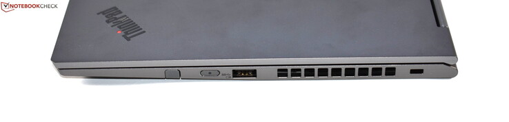 Derecha: Bolígrafo digitalizador, botón de encendido, USB 3.0 tipo A, bloqueo Kensington