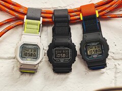 Casio añade una hebilla magnética a su clásico G-Shock cuadrado. En la imagen (desde la izquierda): G-Shock DW-5600MNC-7A8, DW-5600MNC-1, DW-5600MNC-8A2