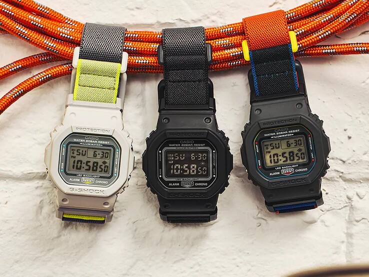 De izquierda a derecha: los relojes Casio G-Shock DW-5600MNC-7A8, DW-5600MNC-1 y DW-5600MNC-8A2
