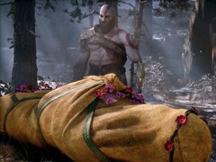 Se muestra a Kratos, de God of War, junto a Laufey.