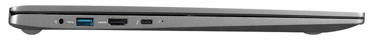 Lado izquierdo: alimentación, USB 3.2 Gen 1 (Tipo A), HDMI, Thunderbolt 3
