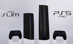 El famoso diseñador Concept Creator ha creado estos diseños para una PS5 Pro Slim y una PS5 Pro negras. (Fuente de la imagen: Concept Creator)