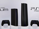 El famoso diseñador Concept Creator ha creado estos diseños para una PS5 Pro Slim y una PS5 Pro negras. (Fuente de la imagen: Concept Creator)