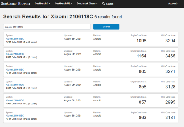 (Fuente de la imagen: Geekbench)