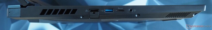 Izquierda: LAN RJ45, USB-A 3.0, lector MicroSD, audio