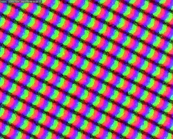 Matriz de subpíxeles detrás de la superficie mate de la pantalla