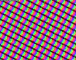 Matriz de subpíxeles detrás de la superficie mate de la pantalla