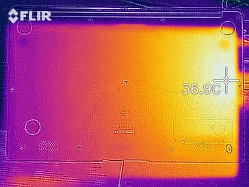 Mapa de calor de la parte inferior del dispositivo en reposo