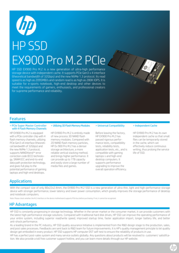 Hoja de especificaciones del HP EX900