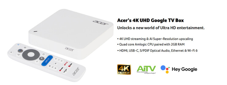 Los principales aspectos destacados del Google TV Box 4K (Fuente de la imagen: Acer)