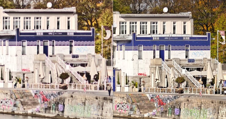 recorte de 200 megapíxeles: Oppo a la izquierda, Vivo a la derecha.