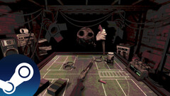 Una captura de pantalla de la Ruleta de Perdigones que muestra la espeluznante atmósfera del juego mientras juega contra el Repartidor. (Fuente de la imagen: Steam)