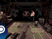 Una captura de pantalla de la Ruleta de Perdigones que muestra la espeluznante atmósfera del juego mientras juega contra el Repartidor. (Fuente de la imagen: Steam)
