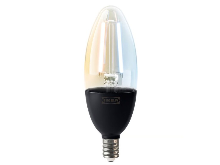 La bombilla LED IKEA Kajplats E12 450 lúmenes, espectro blanco inteligente/vidrio transparente
