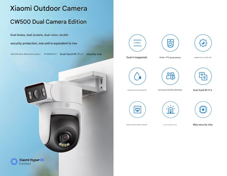 Principales características de la nueva cámara de seguridad para exteriores Xiaomi CW500 (Fuente de la imagen: Xiaomi - machine translated)