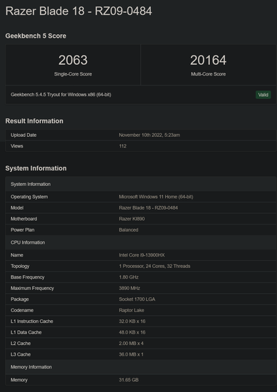 (Fuente de la imagen: Geekbench)