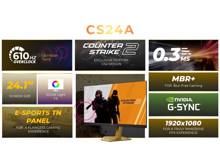 Especificaciones del AOC Agon Pro CS24A. (Fuente de la imagen: AOC)