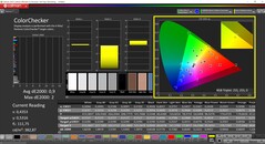 CalMAN ColorChecker (perfil: predeterminado, espacio de color de destino: P3)