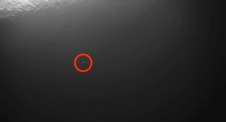 Una captura de pantalla que muestra el impacto en la Luna. (Fuente de la imagen: Observatorio de Armagh)