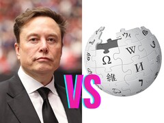 Representación artística de Elon Musk frente a Wikipedia. (Fuente de la imagen: Wikipedia, editado)