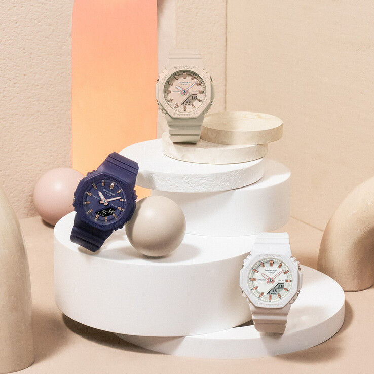 De izquierda a derecha: Casio GMA-P2100M-2A, GMA-P2100M-4A y GMA-P2100M-7A. (Fuente de la imagen: Casio)