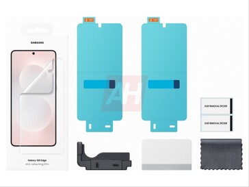 Galaxy Imagen filtrada del S25 Edge que muestra un protector de pantalla antirreflejos. (Fuente de la imagen: Android Headlines)