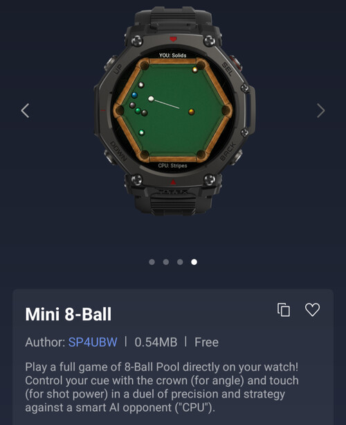 La aplicación Mini 8-Ball para smartwatches Amazfit