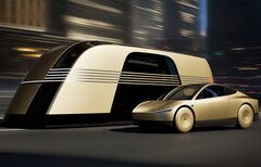 El Tesla Robovan y el Cybercab (Fuente de la imagen: Tesla)