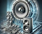 Ilustración futurista que combina altavoces tradicionales y sistemas de energía acústica dirigida (Fuente de la imagen: OpenAI/DALL-E)