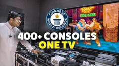 Ibrahim Al-Nasser tuvo que utilizar varios conmutadores KVM para conectar 444 consolas a un televisor (Fuente de la imagen: Guinness World Records)