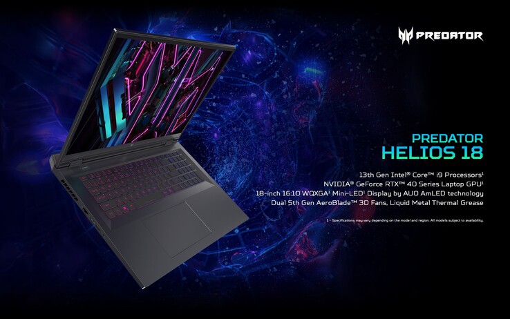 Especificaciones principales de Acer Predator Helios 18 (imagen de Acer)