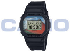 El Casio G-Shock DW-5600KHG24-1JR (en la imagen) luce grabados de estilo ukiyo-e de las obras de arte del periodo Edo de Hokusai. (Fuente de la imagen: Casio - Editado)