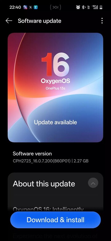 OxygenOS 16.0.7.200 OTA en OnePlus 13S