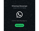 Una pantalla de bienvenida con un fondo verde intenso y el logotipo de WhatsApp mencionando el número de la última versión beta. (Fuente de la imagen: @WABetaInfo en X)